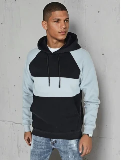 Pánská základní mikina s kapucí s modrými a černými pruhy Dstreet model 21986016 - FashionStreet