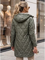 Kurtka damska przejściowa pikowana z kapturem zielona model 22342152 - FashionStreet Kurtka damska przejściowa pikowana z kapturem zielona model 22342152 - FashionStreet