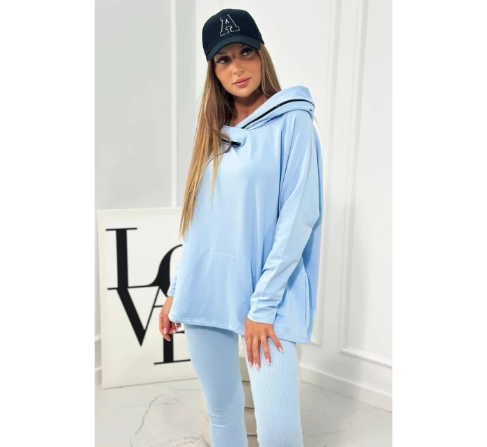 Bavlněná mikina s kapucí + legíny modrý Bavlněná mikina s kapucí + legíny modrý