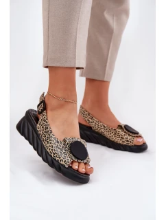 Sandały Z Naturalnej Skóry Na Koturnie Artiker 56C2186 Panterka