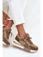 Kožené dámské tenisky na platformě leopardí vzor model 21712445 hnědé - Artiker