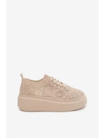 Spletané dámské tenisky na platformě Béžové Evalora Spletané dámské tenisky na platformě Béžové Evalora