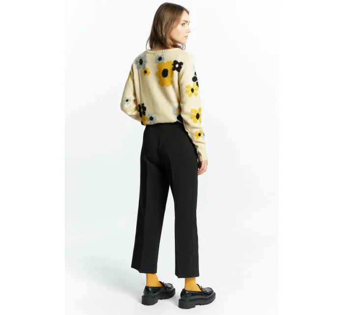 Dámske elegantné nohavice s logom značky / Čierna - Monnari