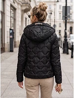 Dámska prešívaná prechodná bunda s kapucňou, čierna, FashionStreet TY5886