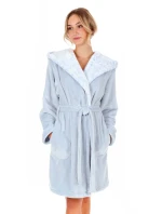 Dámsky župan Flora s kapucňou krátky 4856 Jednofarebný ľadovo modrý - Vestis Dámsky župan Flora s kapucňou krátky 4856 Jednofarebný ľadovo modrý - Vestis