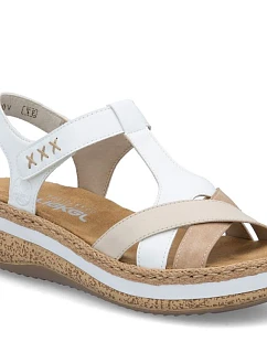 Dámske biele sandále na podpätku Rieker V0919-80