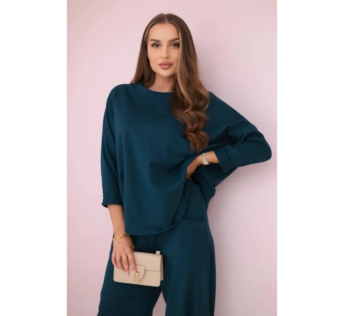 Bavlnená mikina nohavice set navy