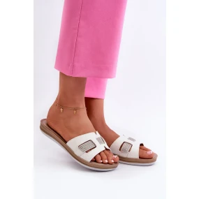 Pohodlné lesklé dámske žabky Inblu BA000050 White