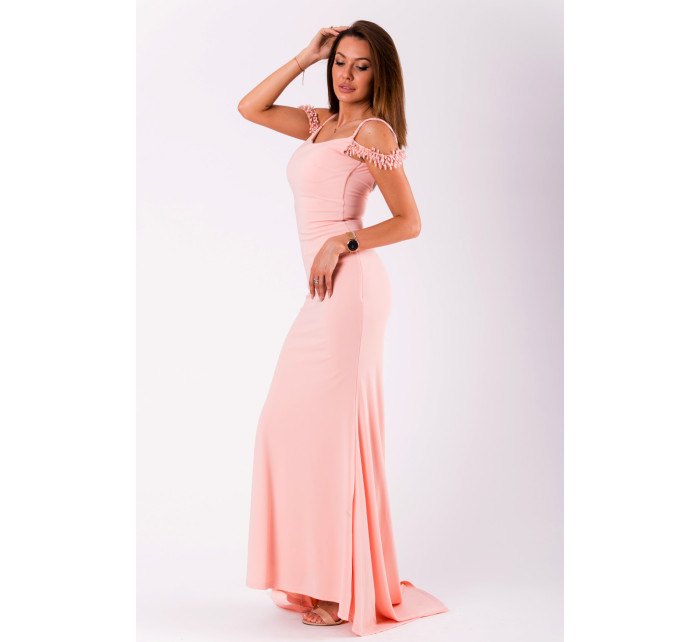 Dámské šaty růžové na ramínka dlouhé s  Růžová / S model 15043359 - EVA&#38;LOLA
