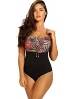 Dámske jednodielne plavky Palermo 8 S684PA8-2 čierne s farebným vzorom - Self
