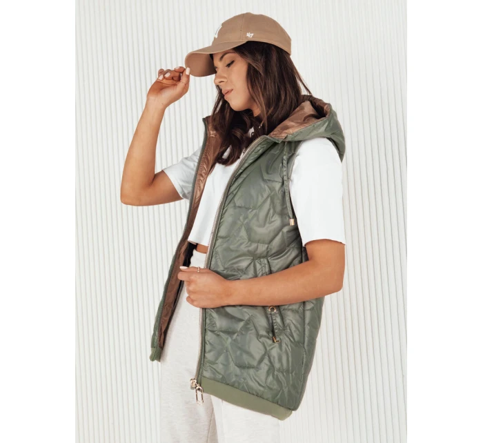 Dámská prošívaná vesta zelená Dstreet model 21972298 - FashionStreet