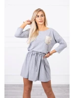 Šaty s flitrovým vreckom šedé Šaty s flitrovým vreckom šedé