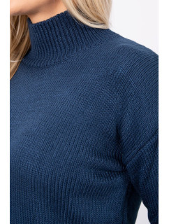 model 18745458 svetr s rolákem tmavě modrý - K-Fashion