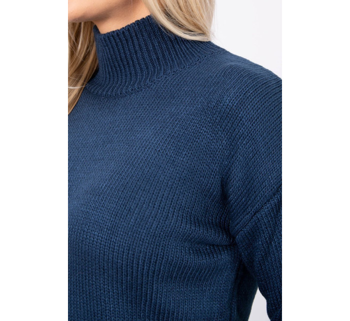 Polovičný sveter s rolákom tmavo modrý