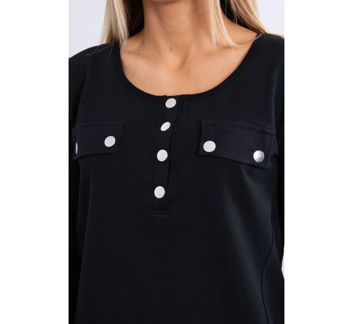 Sada s knoflíkovým výstřihem černé barvy Sada s knoflíkovým výstřihem černé barvy