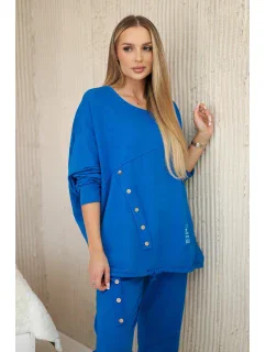 Bavlnená tepláková súprava Oversize + nohavice chrpová modrá