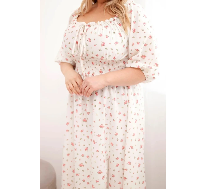 Dámske Plus veľkosť sukne s čipkou-up výstrih a elastickým pásom Ecru