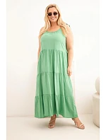Dámské viskózové šaty na zavazovacích ramínkách zelená