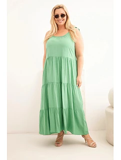 Dámské viskózové šaty na zavazovacích ramínkách zelená