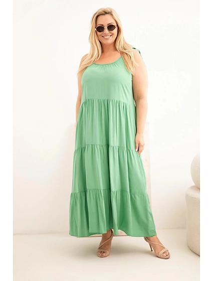 Dámské viskózové šaty na zavazovacích ramínkách zelená