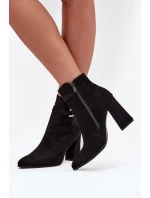 Eko Zamszové Kotníkové Boty Na Podpatku S Ozdobou Černé model 21708270 - Boto Eko Zamszové Kotníkové Boty Na Podpatku S Ozdobou Černé model 21708270 - Boto