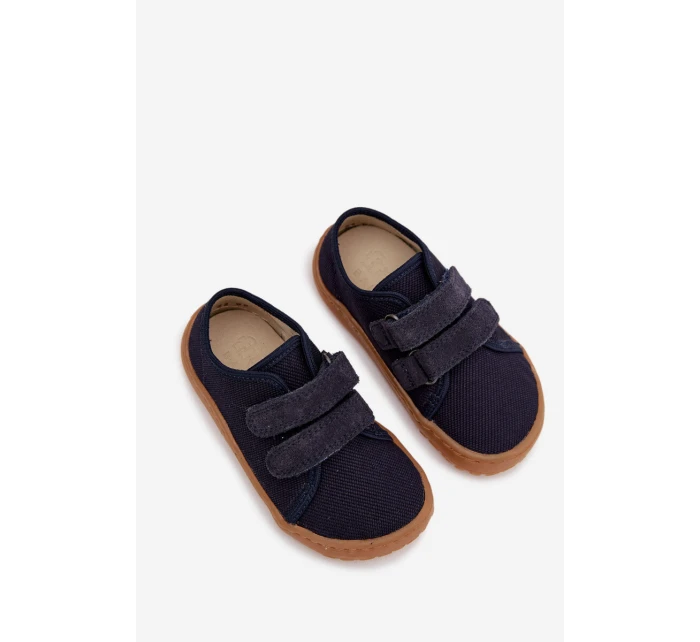 Dětské domácí pantofle Barefoot Canvas model 22007244 Tmavě modré - Froddo