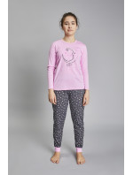 Antilia dievčenské pyžamo s dlhým rukávom a dlhými nohavicami - ružová/potlač