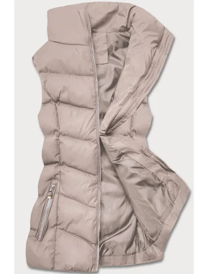 Tmavo béžová páperová dámska vesta (5M719-62) Tmavo béžová páperová dámska vesta (5M719-62)