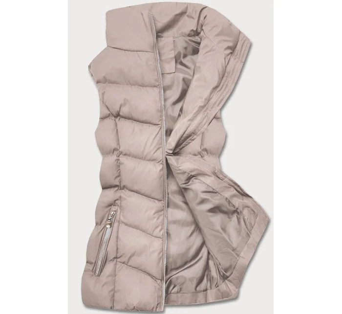 Tmavo béžová páperová dámska vesta (5M719-62) Tmavo béžová páperová dámska vesta (5M719-62)