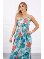 Šaty s motívom listov v mätovej farbe