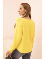 Dámsky viskózový sveter s výstrihom do V tmavožltý Dámsky viskózový sveter s výstrihom do V tmavožltý