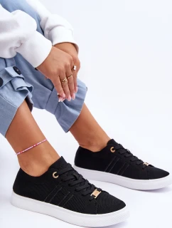 Damskie Sznurowane Trampki Czarne Etna