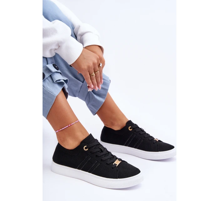 Damskie Sznurowane Trampki Czarne Etna Damskie Sznurowane Trampki Czarne Etna