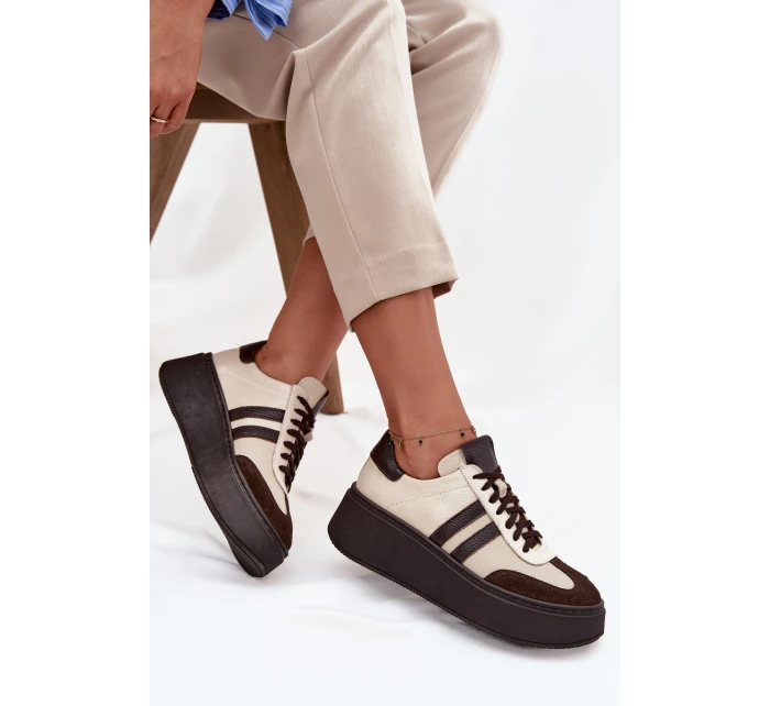 Kožené dámské tenisky na platformě model 21713104 - Zazoo