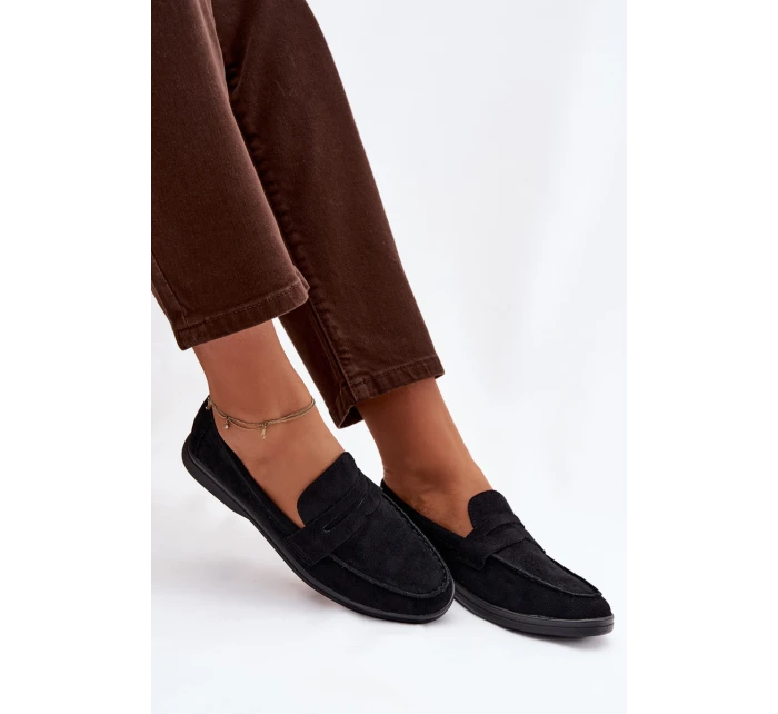Dámské mokasiny z eko semiše černé model 21900403 - Boto