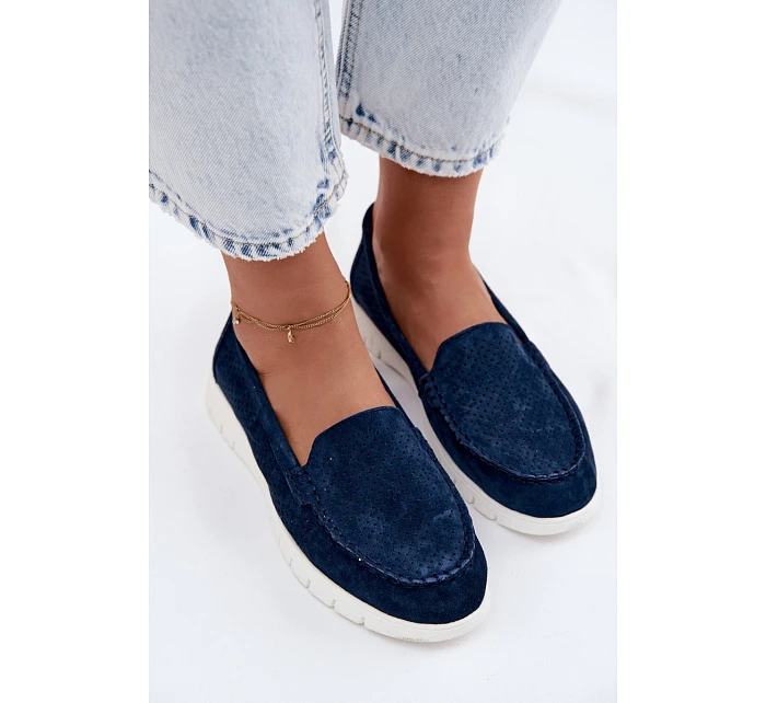 Dámské mokasíny z přírodního semiše Vinceza 95360 tmavě modré