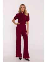 model 21470626 Kombinéza s mašlí na zavazování bordó - STYLOVE