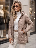 Dámska prešívaná bunda s odnímateľnou kapucňou, béžová, FashionStreet TY5793