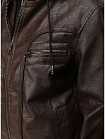 Kurtka męska skórzana z kapturem brązowa model 22358270 - FashionStreet Kurtka męska skórzana z kapturem brązowa model 22358270 - FashionStreet