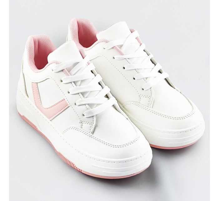 Bielo-ružové dámske športové šnurovacie topánky (S070)