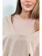 model 18753509 set halenka + top + legíny béžová - K-Fashion