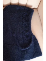 Dámská čepice s kapucí a pleteným model 22014141 granátová - K-Fashion