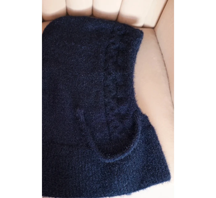 Dámská čepice s kapucí a pleteným model 22014141 granátová - K-Fashion