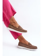 Sametové mokasíny na platformě hnědé model 21655649 - SERGIO LEONE