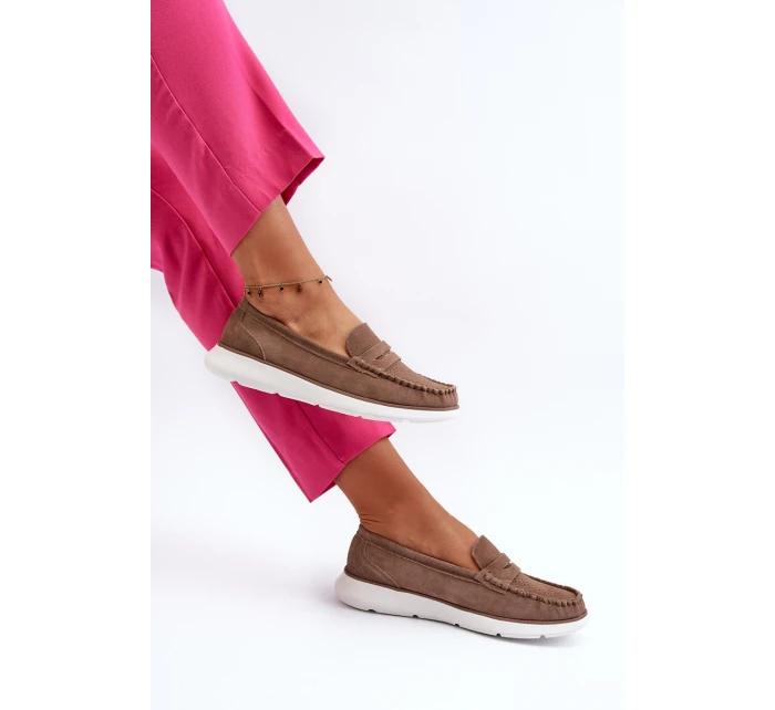 Sametové mokasíny na platformě hnědé model 21655649 - SERGIO LEONE
