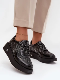 Kožené šněrovací dámské polobotky na platformě model 21710377 - Artiker