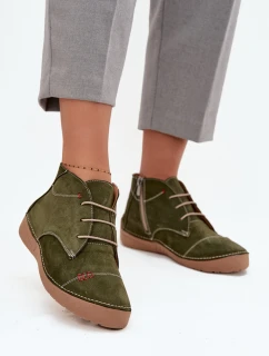 Kožené dámské polobotky s na zip  zelené model 21710454 - Artiker