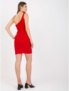 Červené, priliehavé mini šaty s prúžkami RUE PARIS