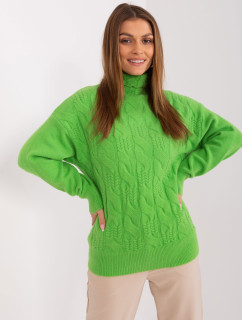 Svetlozelený pletený sveter s dlhými rukávmi