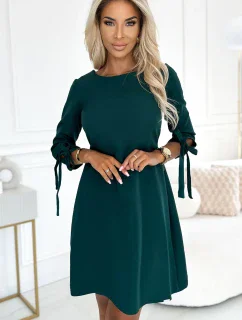 195-11 ALICE Trapézové šaty s mašľami - BOTTLE GREEN